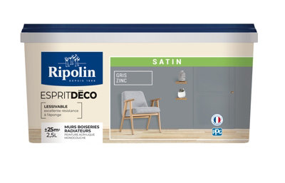 Peinture Mur Intérieur Satin 2,5 L Gris Zinc