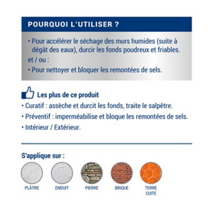 Traitement murs humides et salpêtre intérieur extérieur incolore 2,5 L