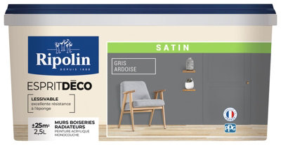 Peinture Mur Intérieur Satin 2,5 L Gris Ardoise