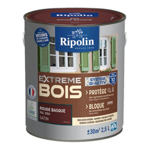 Peinture bois intérieur et extérieur satin 2,5 L rouge basque