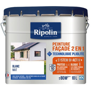 Peinture façade extérieure technologie pliolite mat 10 L blanc