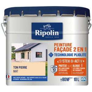 Peinture façade extérieure technologie pliolite mat 10 L ton pierre