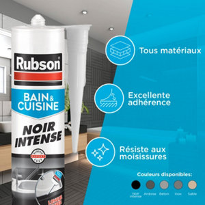 Mastic bain & cuisine, joint silicone multi-matériaux, couleur ardoise 280 ml