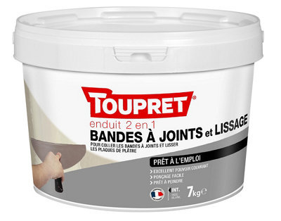 Enduit de lissage pour bande à joint 2 en 1 en pâte Toupret 7 kg - vue 1
