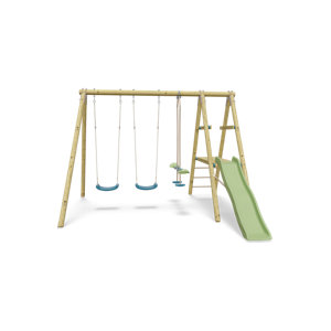 Portique avec toboggan 1,90 m et 2 balançoires vis-à-vis plateforme sécurisée TUTTI
