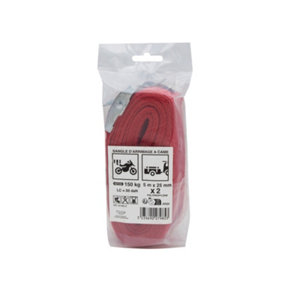 Lot 2 sangles polypropylène avec came à griffes - 5 m x 25 mm. 50 kg