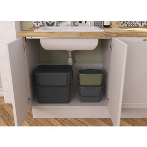 Poubelle à compost avec couvercle gris mat 6 L - 18,7 x 19,2 x 25,7 cm