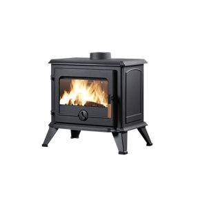 Poele à bois en fonte noir ASTAME 5 kW 