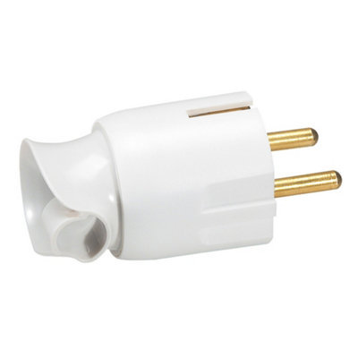 Fiche électrique mâle orientation câble 2 phases + - vue 2