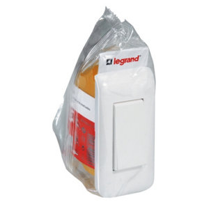 Interrupteur étroit Mosaic™ + boite à encastrer Blanc - 10 Ampères - 230V