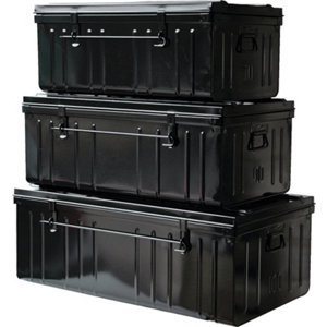 Lot de 3 cantines noires en tôle d'acier