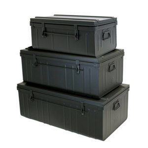 Lot de 3 cantines anthracite robustes - 70/90/100 cm