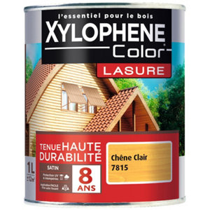 Lasure chêne 8 ans clair satin pour les ouvrages en bois 1 L