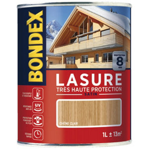 Lasure 8 ans chêne satin pour les ouvrages en bois 1 L
