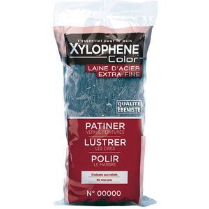 Laine d'acier n°000 150 g, pour patiner, lustrer et polir, adaptée aux reliefs et ne rayant pas