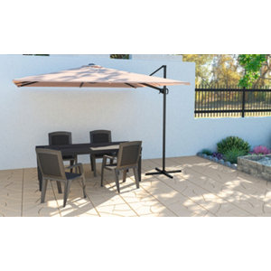 Parasol déporté beige "Roma" - 3,2 x 2,3 m