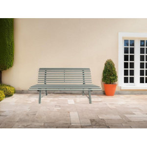 Banc en métal gris à lattes - 150 x 74 cm