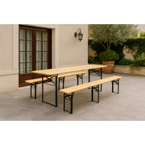 Table pliante acier bois