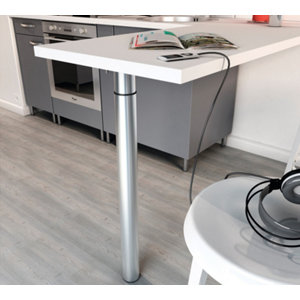 Pied de table/bar rond à platine fixe soudée hauteur de 70 à 110 cm Ø 50 à 60 mm gris alu