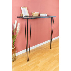 Pied de meuble épingle 3F en acier noir H.87 cm