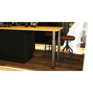 Pied de plan de travail Cime Zoom en acier brossé gris - 60 x 60 mm H.700 mm