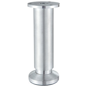 Pied alu aspect inox pour caisson Ø 38 mm H. 150 mm réglable