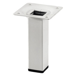 Pied carré en acier blanc H. 100 mm