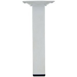 Pied carré en acier blanc H. 150 mm