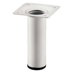 Pied rond en acier blanc H. 100 mm Ø 30 mm