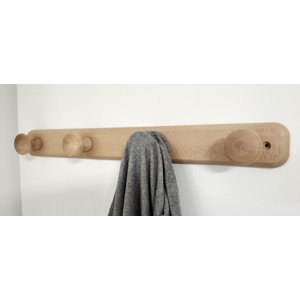 Porte-manteaux bois vernis gros diamètre 4 têtes