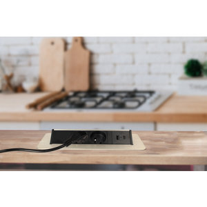 Bloc encastrable 2 prises 2P+T - 1 USB - 1 USB C - Acier