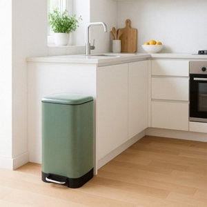 Poubelle rectangulaire métal vert sauge 30 L - 34,5 x 32,5 x 61,5 cm