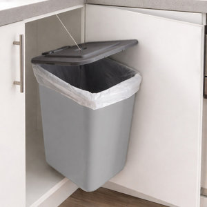 Poubelle de porte ouverture automatique gris 25 L - 29,5 x 24 x 44 cm