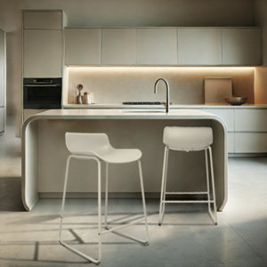 Tabouret de bar KUMO blanc assise polypropylène structure acier 48x51x84 cm