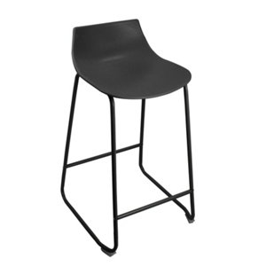 Tabouret de bar KUMO noir assise polypropylène structure acier 48x51x84 cm