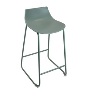 Tabouret de bar KUMO vert assise polypropylène structure acier 48x51x84 cm