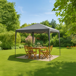 Tonnelle grise toile polyéthylène structure acier L. 3 m x l. 3 m x H. 2,4 m