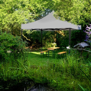 Tonnelle pliante grise polyester imperméable structure acier OMBRALIS 3 x 3 m