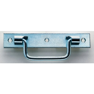 Poignée à platine en acier zingué - Blanc - L. 140 x l. 25 mm