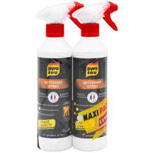 Lot de 2 nettoyants pour vitres de foyer 500 ml