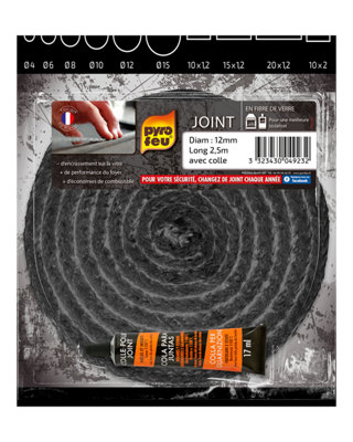 Joint fibre de verre tressé Ø 12 mm Pyrofeu - vue 1