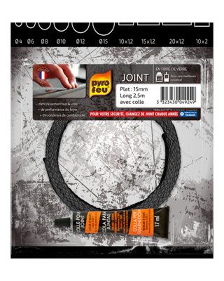 Joint en fibres de verre pour foyers et inserts plat 15 x 1.2 mm - vue 1