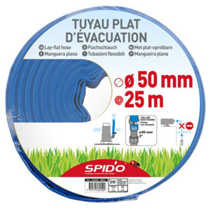 Tuyau d'évacuation en caoutchouc 25 m plat 50 mm