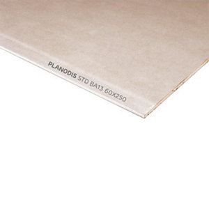 Plaque de plâtre BA 13 Standard NF - L. 2,50 x l. 0,60 m x Ép. 13 mm