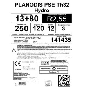 Doublage plaque de plâtre hydrofuge + polystyrène TH 32** - L. 2,5 x l. 1,2 m x Ép. 13 + 80 mm