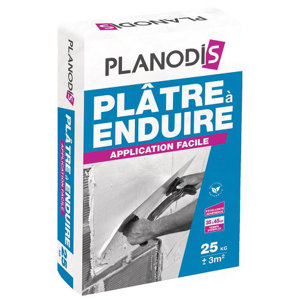 Plâtre à enduire - 25 kg - Planodis Rendement = 7,5 kg au m²