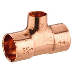 2 tés à souder réduits pour tube cuivre Ø 14 et 18 mm avec embout F