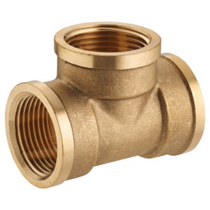 2 tés en laiton F 15 x 21 mm