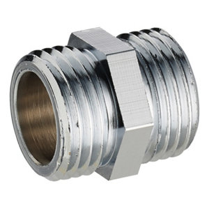 2 mamelons égaux en laiton chromé avec embouts M 15x21 mm