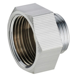 Tube et raccord en laiton chromé type mamelon à visser femelle 20x27 mm mâle 15x21 mm